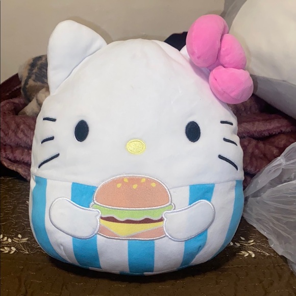 8-inch Squishmallows Hello Kitty with Hamburger Stuffed Animal & Plush SQUISH - Picture 1 of 1